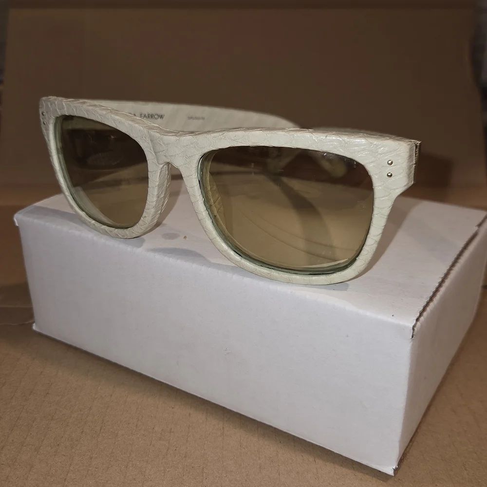 Linda Farrow Python Sunglasses Women's Light Greenish Frame Authentic Designer - Picture 1 of 16